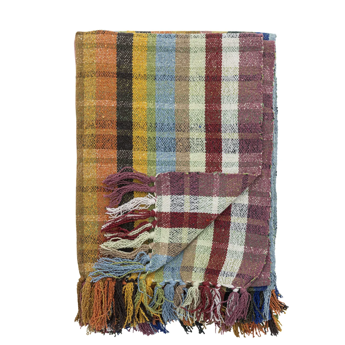 Bloomingville - Elmy Plaid, Orange, Genanvendt Bomuld
