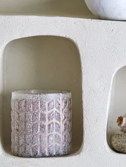 Bloomingville - Esther Fyrfadsstage, Rosa, Genanvendt Glas