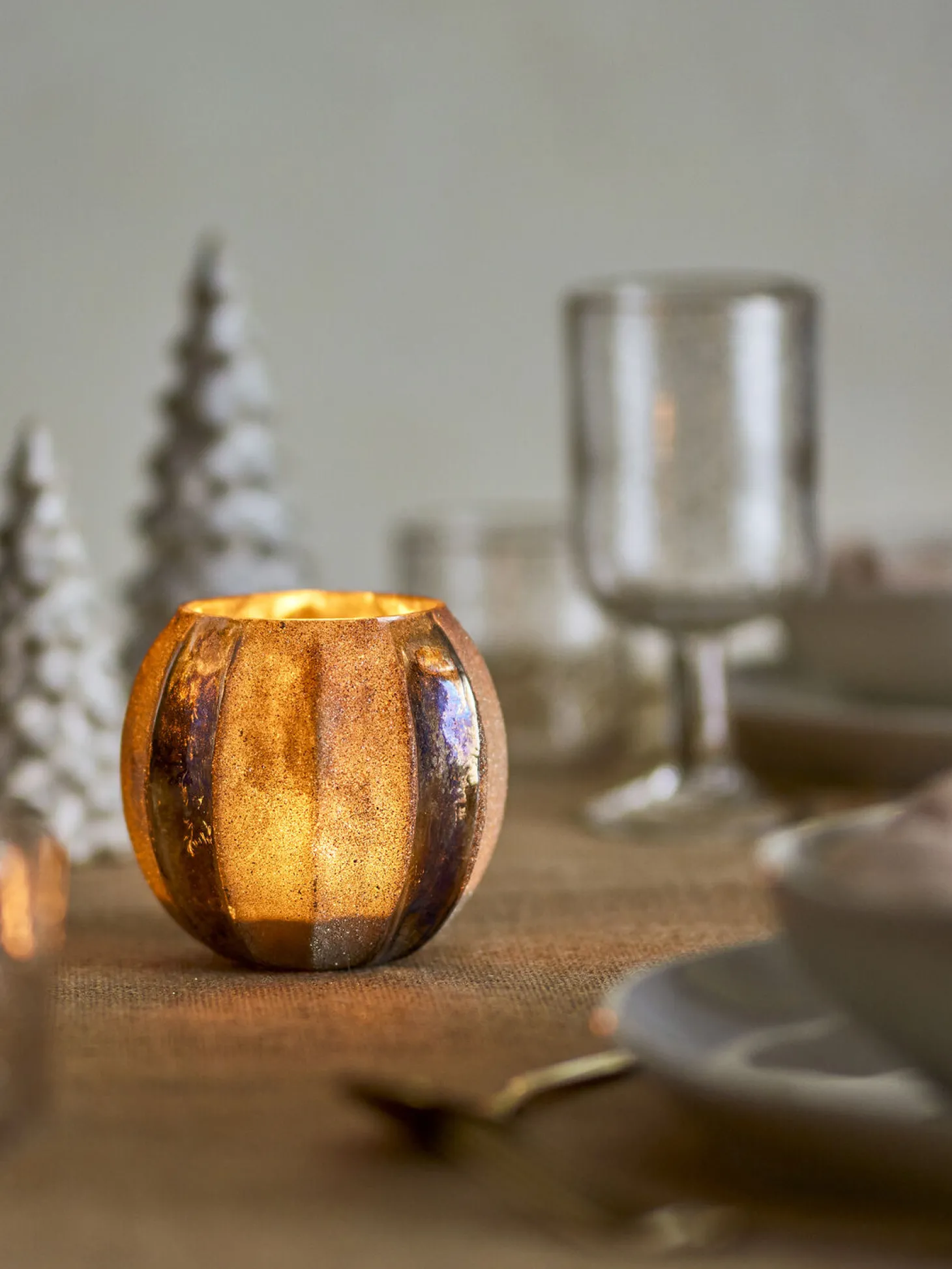 Bloomingville - Felecia Fyrfadsstage, Guld, Genanvendt Glas