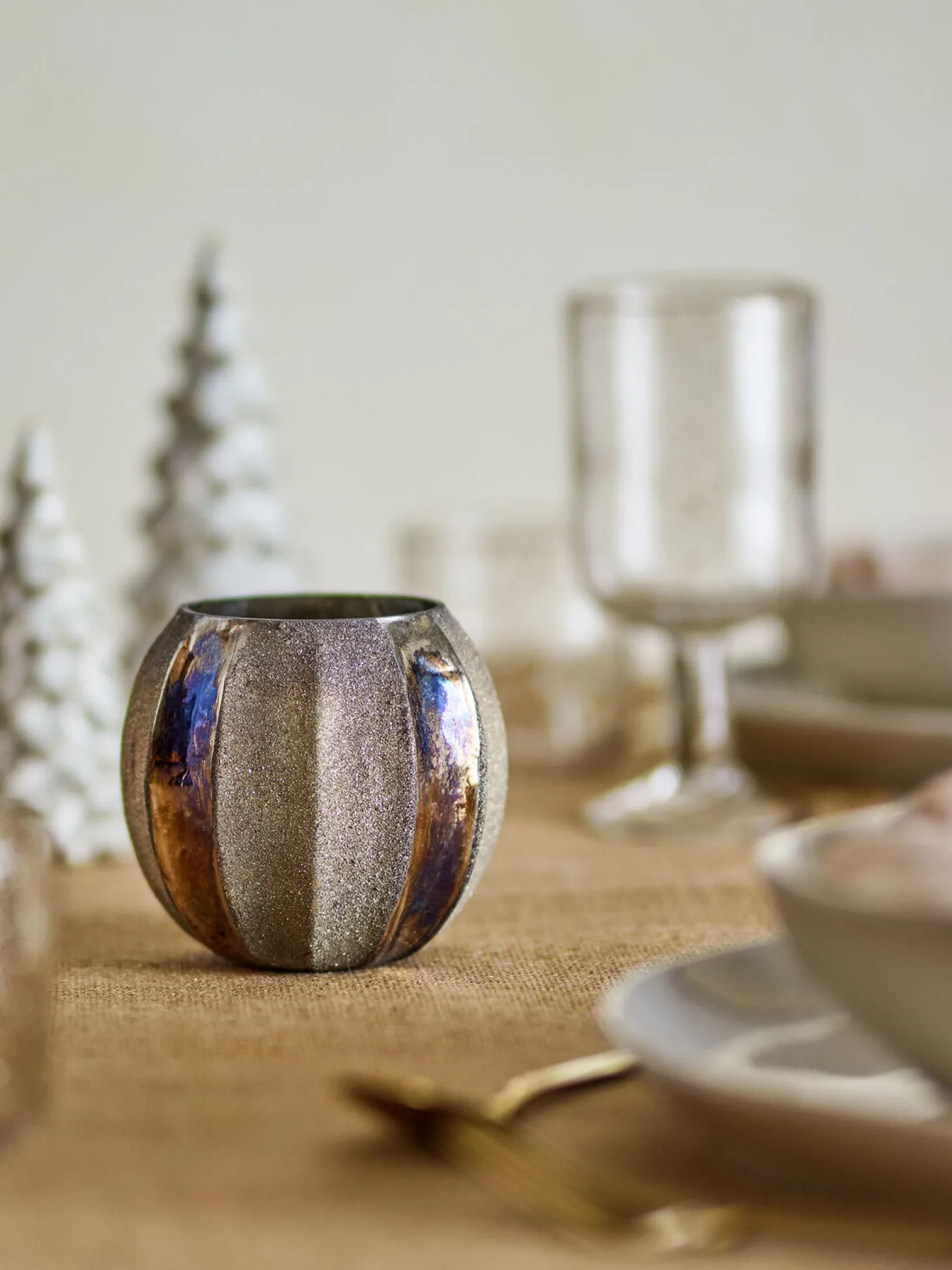 Bloomingville - Felecia Fyrfadsstage, Guld, Genanvendt Glas