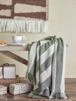 Bloomingville - Jodina Plaid, Grøn, Genanvendt Bomuld