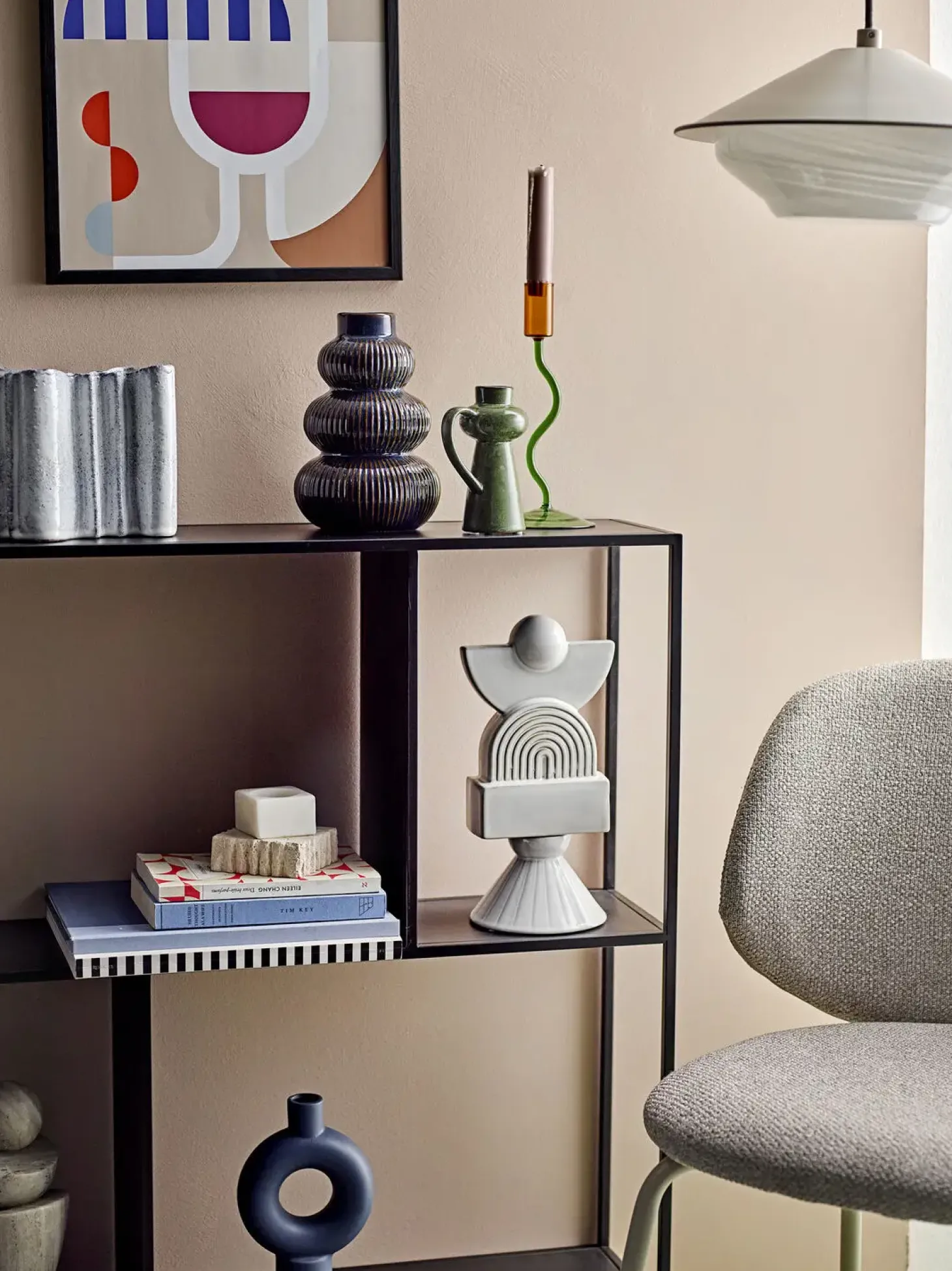Bloomingville - Lindae Vase, Blå, Stentøj