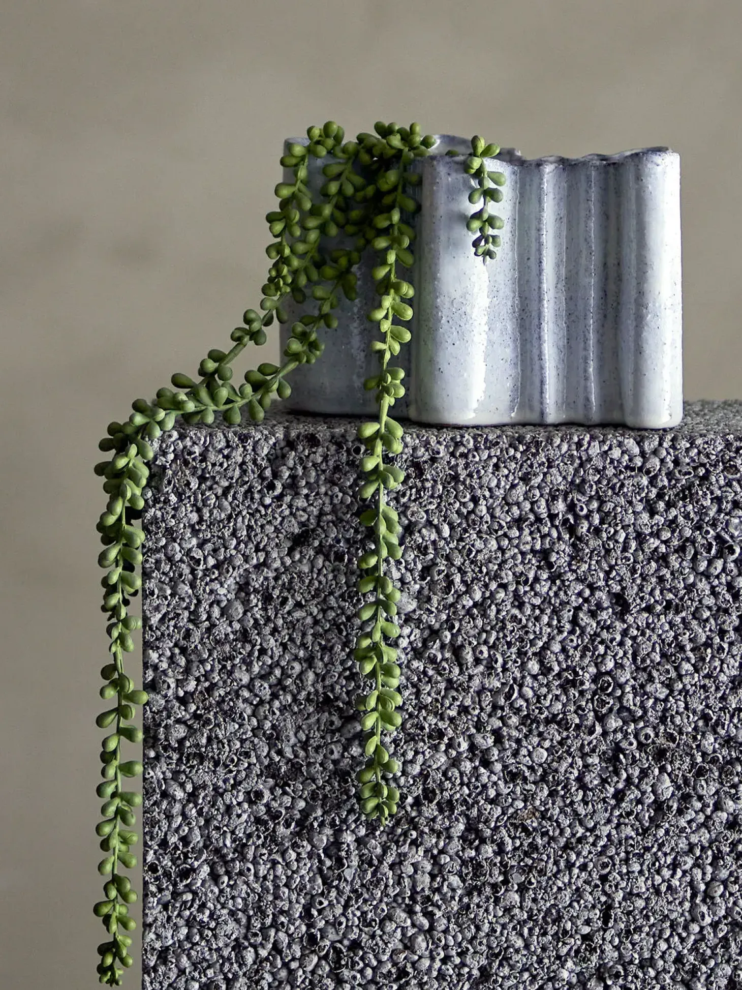 Bloomingville - Lindae Vase, Blå, Stentøj