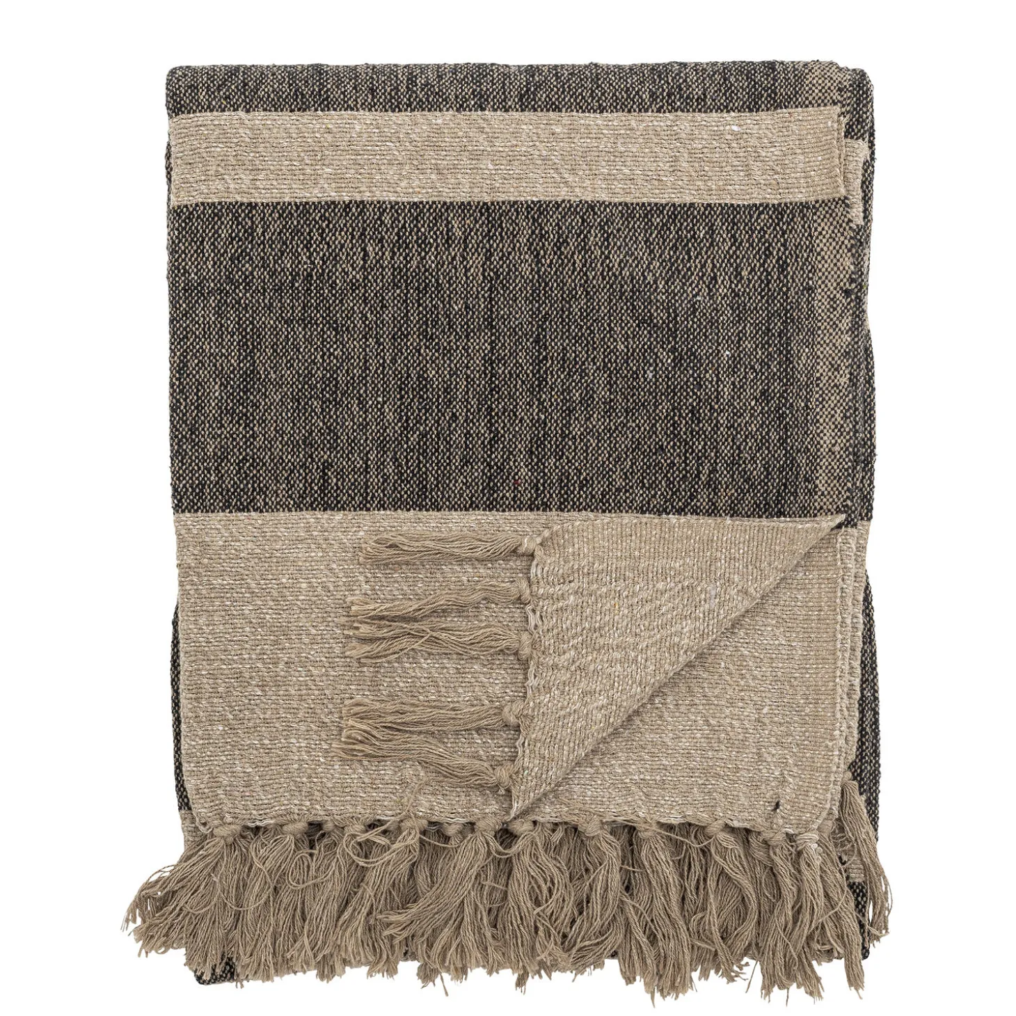 Bloomingville - Temi Plaid, Sort, Genanvendt Bomuld