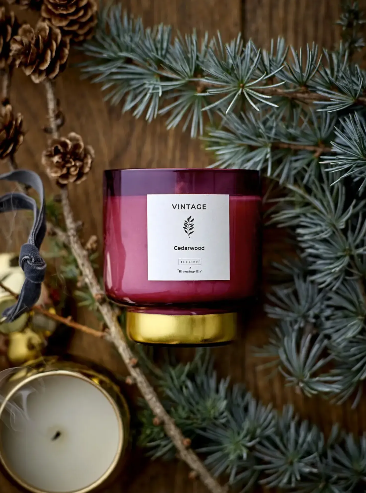 Bloomingville - VINTAGE - Cedarwood Duftlys, Naturlig voks