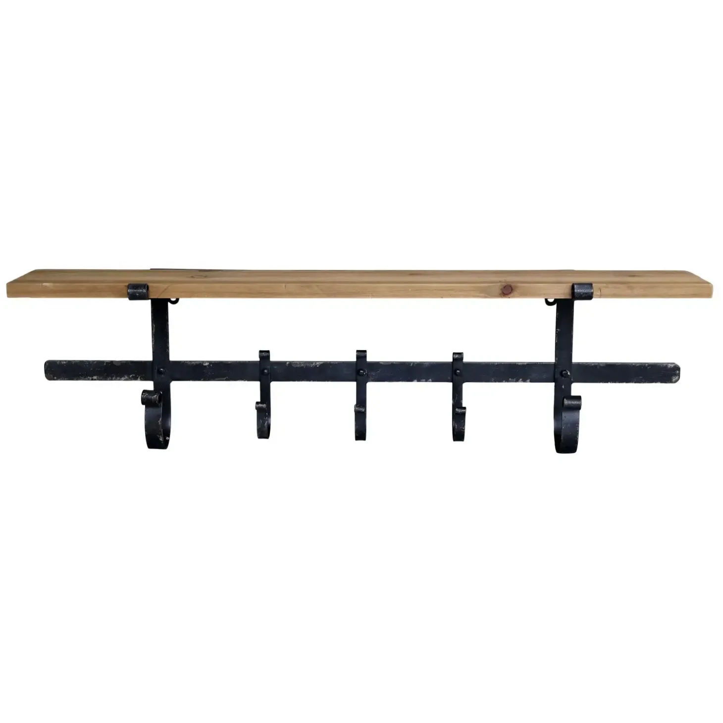 Chic Antique - Hylde med 5 knager - Antique Sort