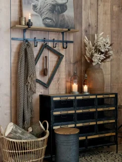Chic Antique - Hylde med 5 knager - Antique Sort