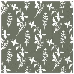 Chic Antique - Serviet - Blomster - 16x16 cm - Mos grøn