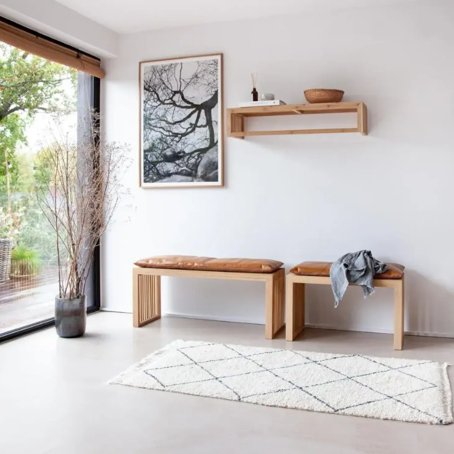 Cinas - Rib 2-pers bænk 73x35x43cm bambus