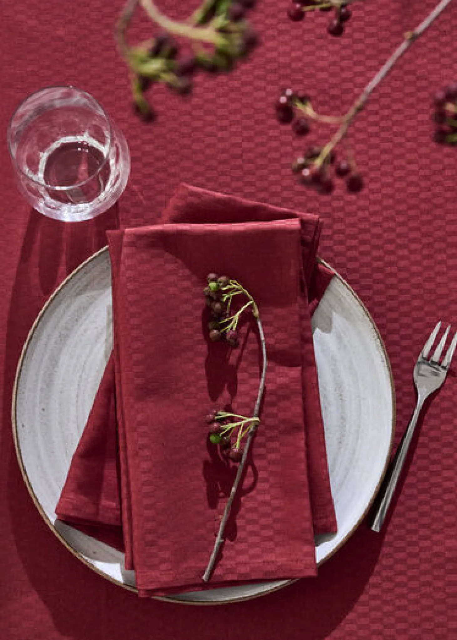 Compliments - Serviet - Tile Damask Napkin 45x45 cm - 4 pack - Vinrød