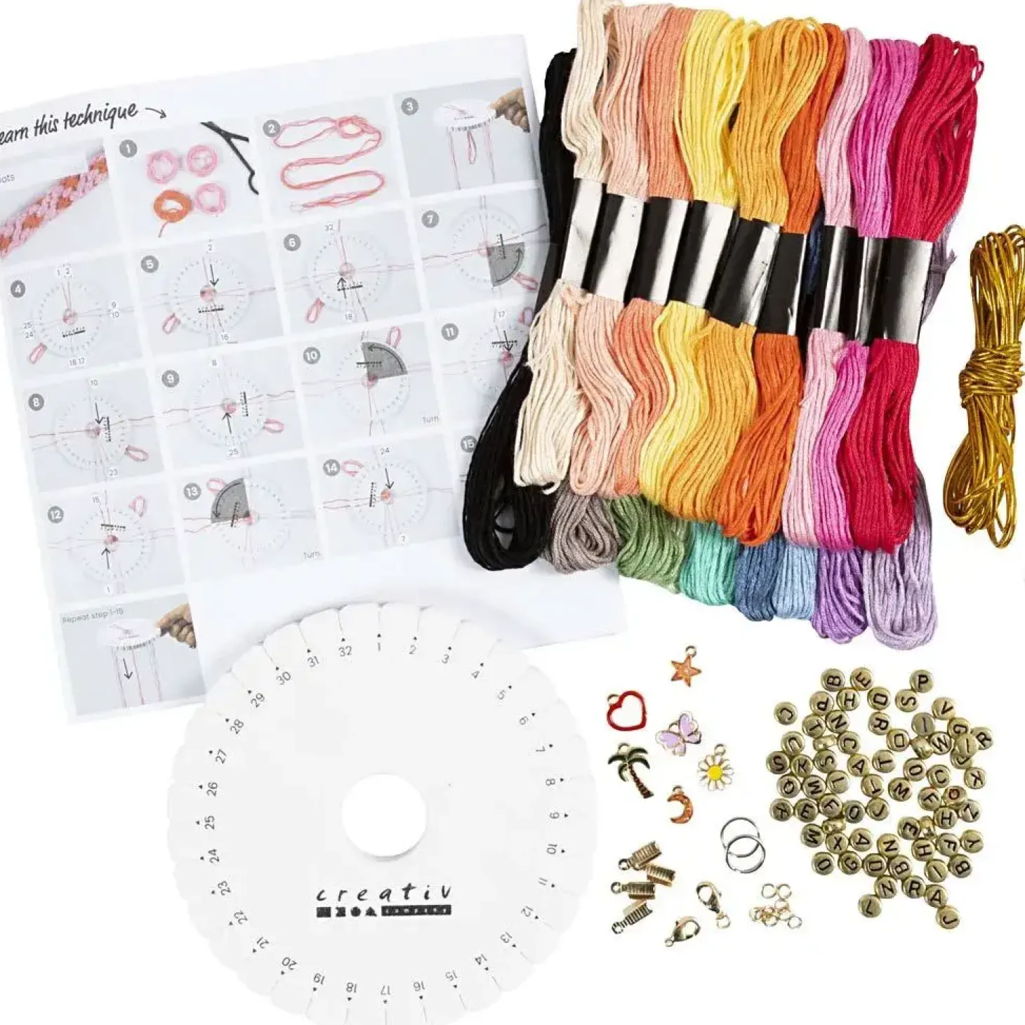 Creativ Company - Start DIY Kit Kumihimo - Venskabsarmbånd, 1 pk.