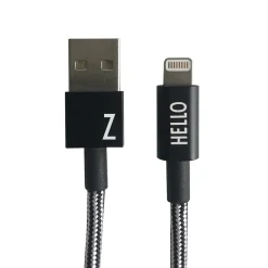 Design Letters - IPhone oplader kabel - "Z" - Sort/Hvid