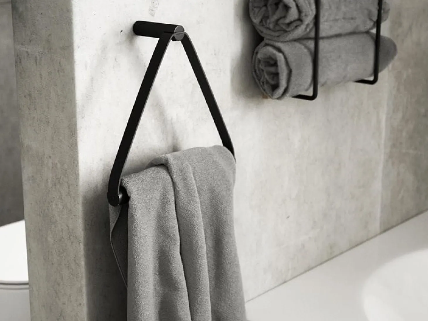 Ekta Living - Håndklædeholder - Towel hanger - Metal - Sort