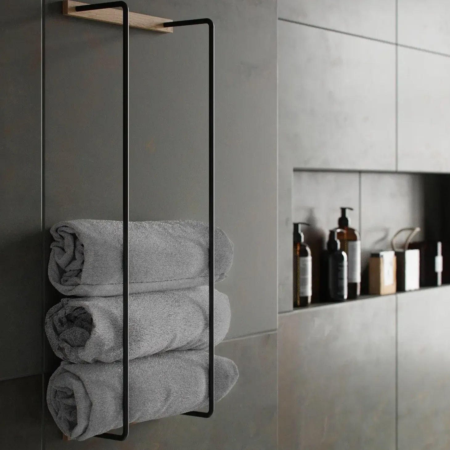 Ekta Living - Håndklædeholder - Towel Rack - Sort Eg