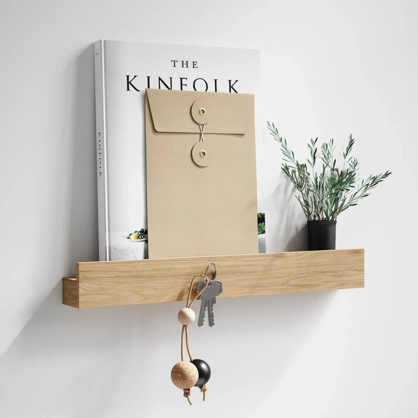 Ekta Living - Knivmagnet Hylde - Magnet Shelf - Nature Eg - 40 cm