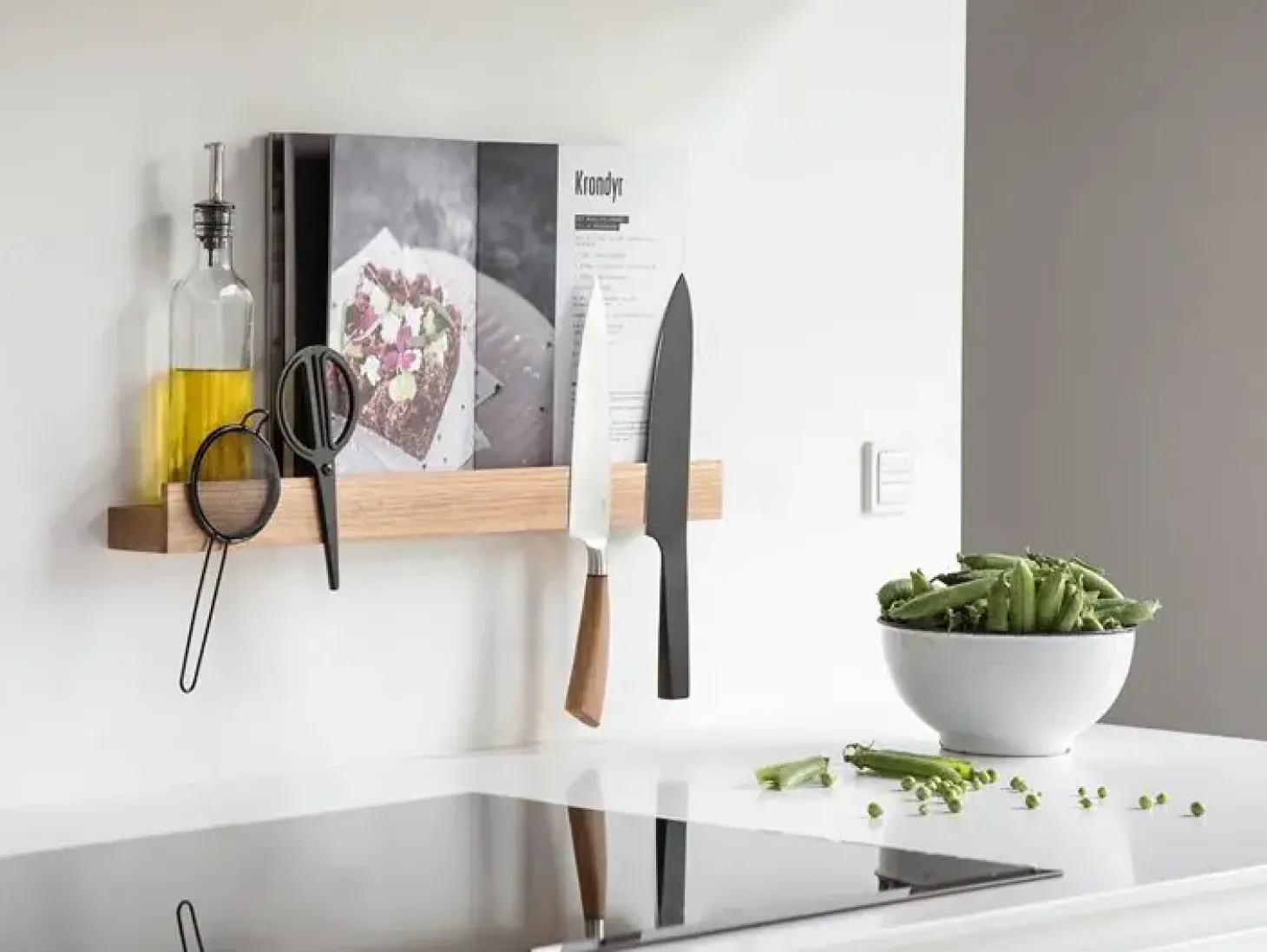 Ekta Living - Knivmagnet Hylde - Magnet Shelf - Nature Eg - 40 cm