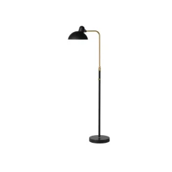 Fritz Hansen - Kaiser Idell 6580-F - Gulvlampe - Mat sort - Messing