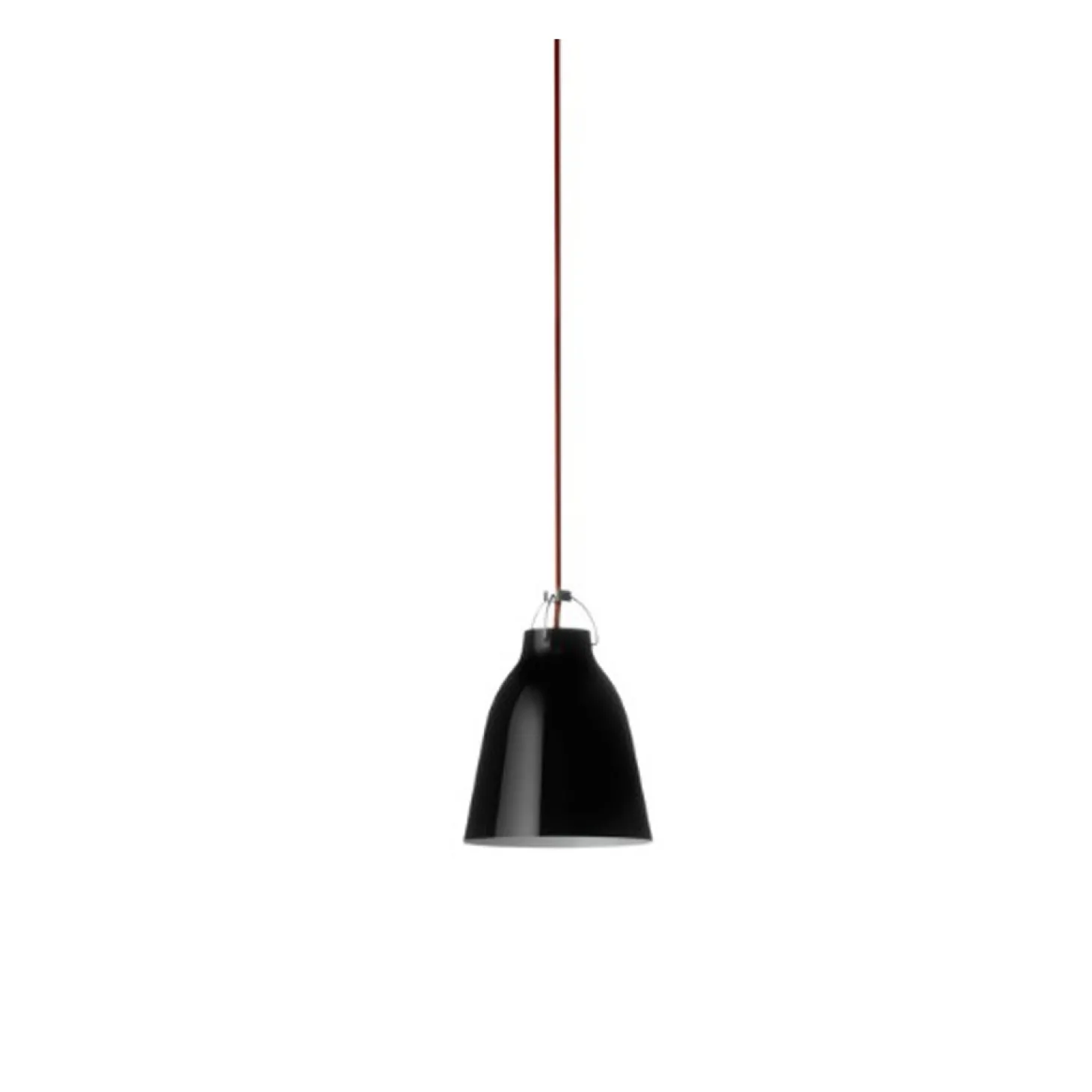 Fritz Hansen - Loftlampe - Caravaggio - Sort - P2 Medium - Rød ledning 3m