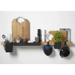 Gejst hylde - Flex rail køkkenhylde - Eg/sort - 60 cm