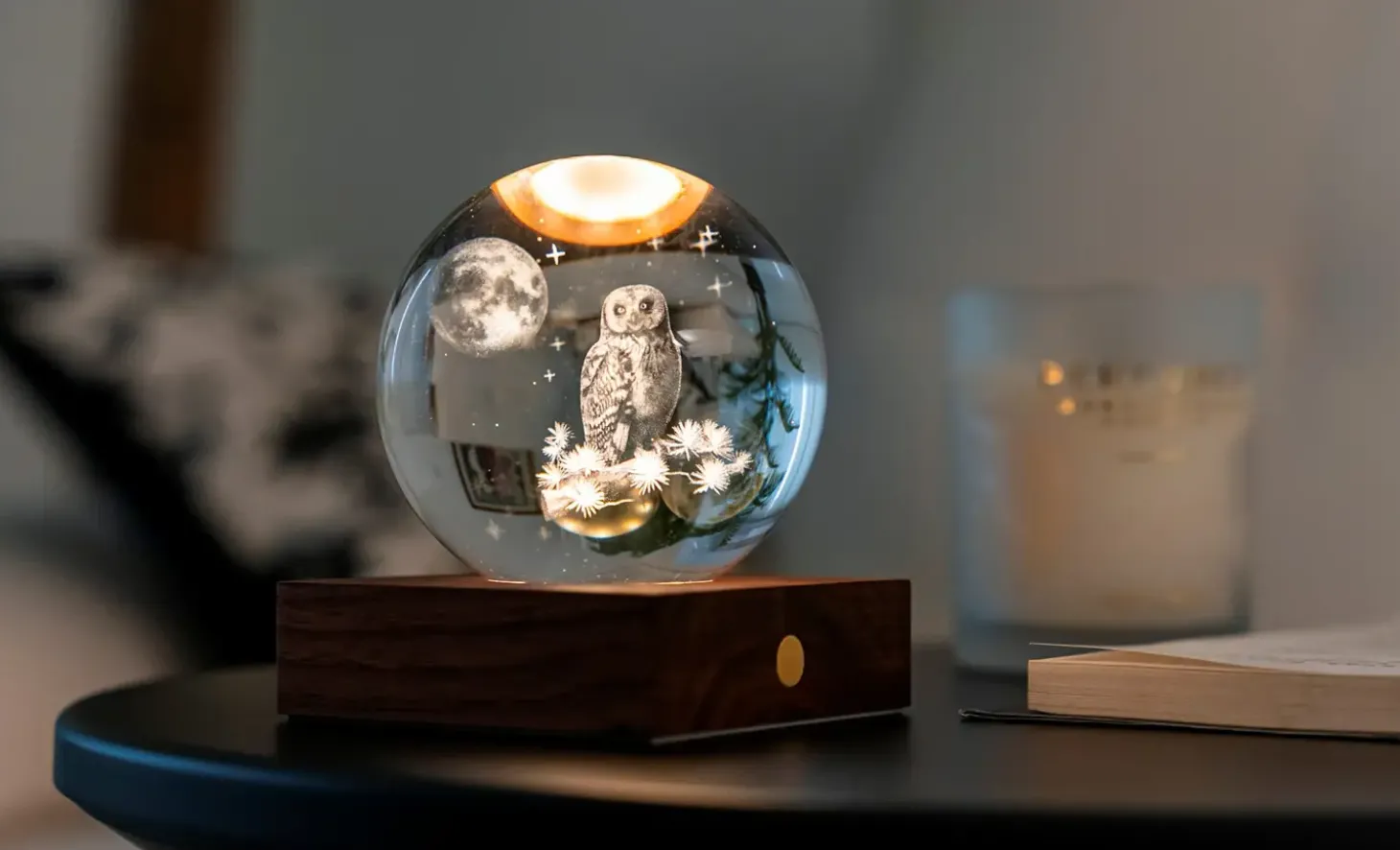 Gingko - Amber Crystal Light Bordlampe - 3D The Owl Moon