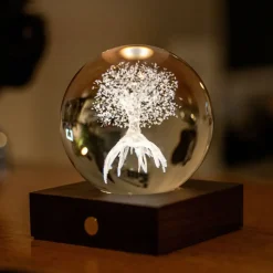 Gingko - Amber Crystal Light Bordlampe - 3D Tree of Life