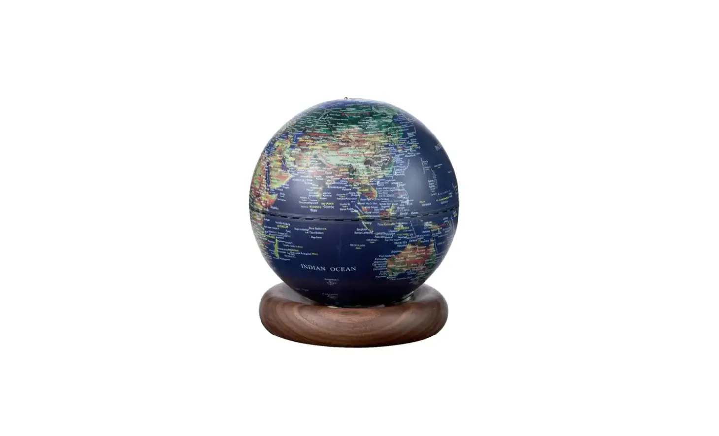 Gingko - Atlas Globe Lamp - Darkblue Mini Walnut base
