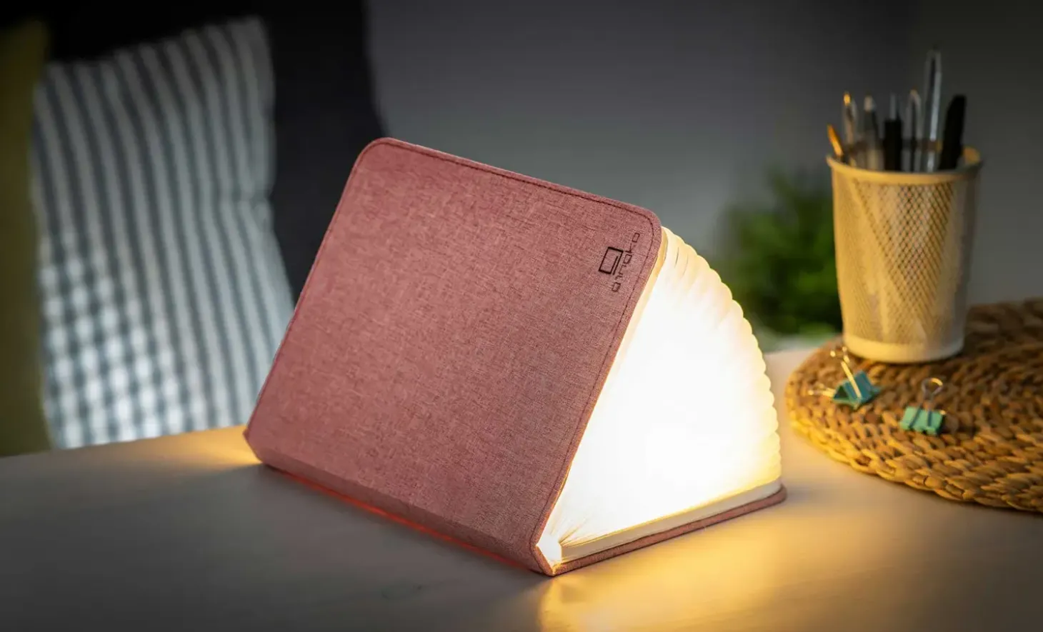 Gingko - LED Smart Fabric Booklight- Blush Pink