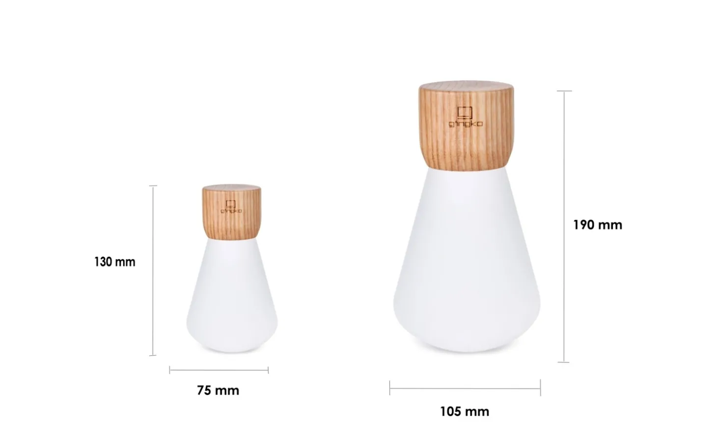 Gingko - Pentagon Light bulb Lamp Large White Ash Wood