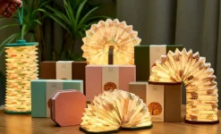 Gingko - Smart Accordion Lamp Velvet Blue Geometric