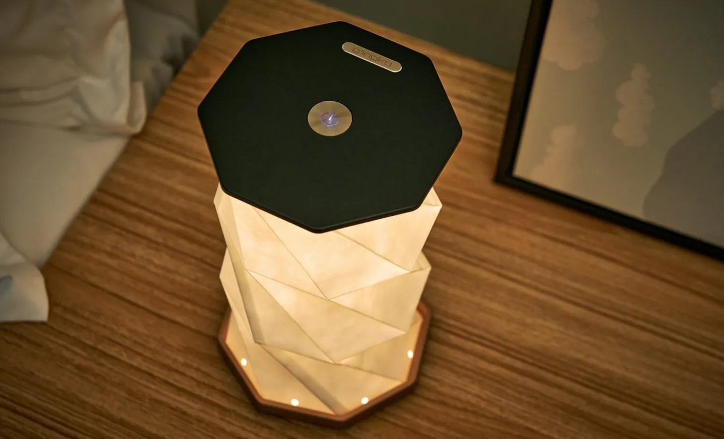 Gingko - Twist Hexagon Lamp - Black