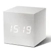 Gingko - Wooden Cube Click Clock White / White LED