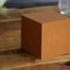 Gingko - Wooden Cube Click Clock Copper / Red LED