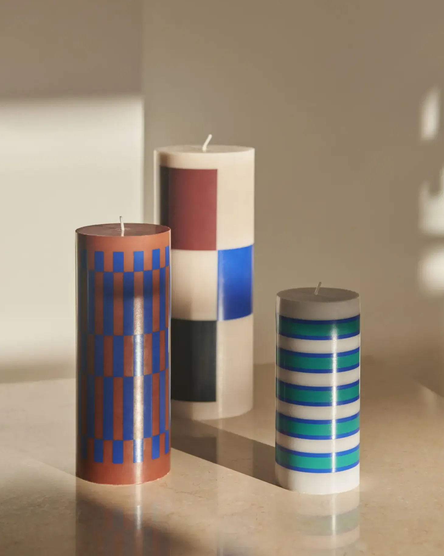 Hay - Bloklys - Column - Large - Milky green & Dark Blue