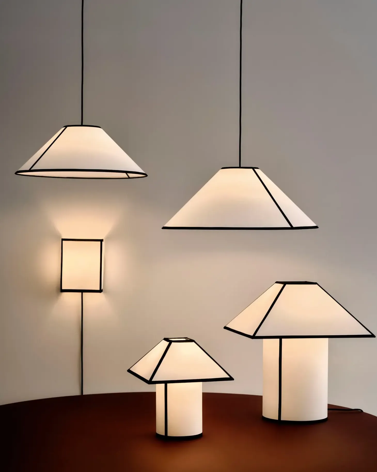 Hay - Bordlampe - Ava Pyramid - Sort/Hvid - H32 cm