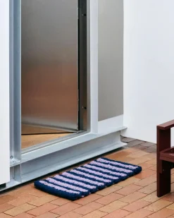 Hay - Coco Door Mat - Stribe Wave - Lavender & Navy - Lavender and navy - 619