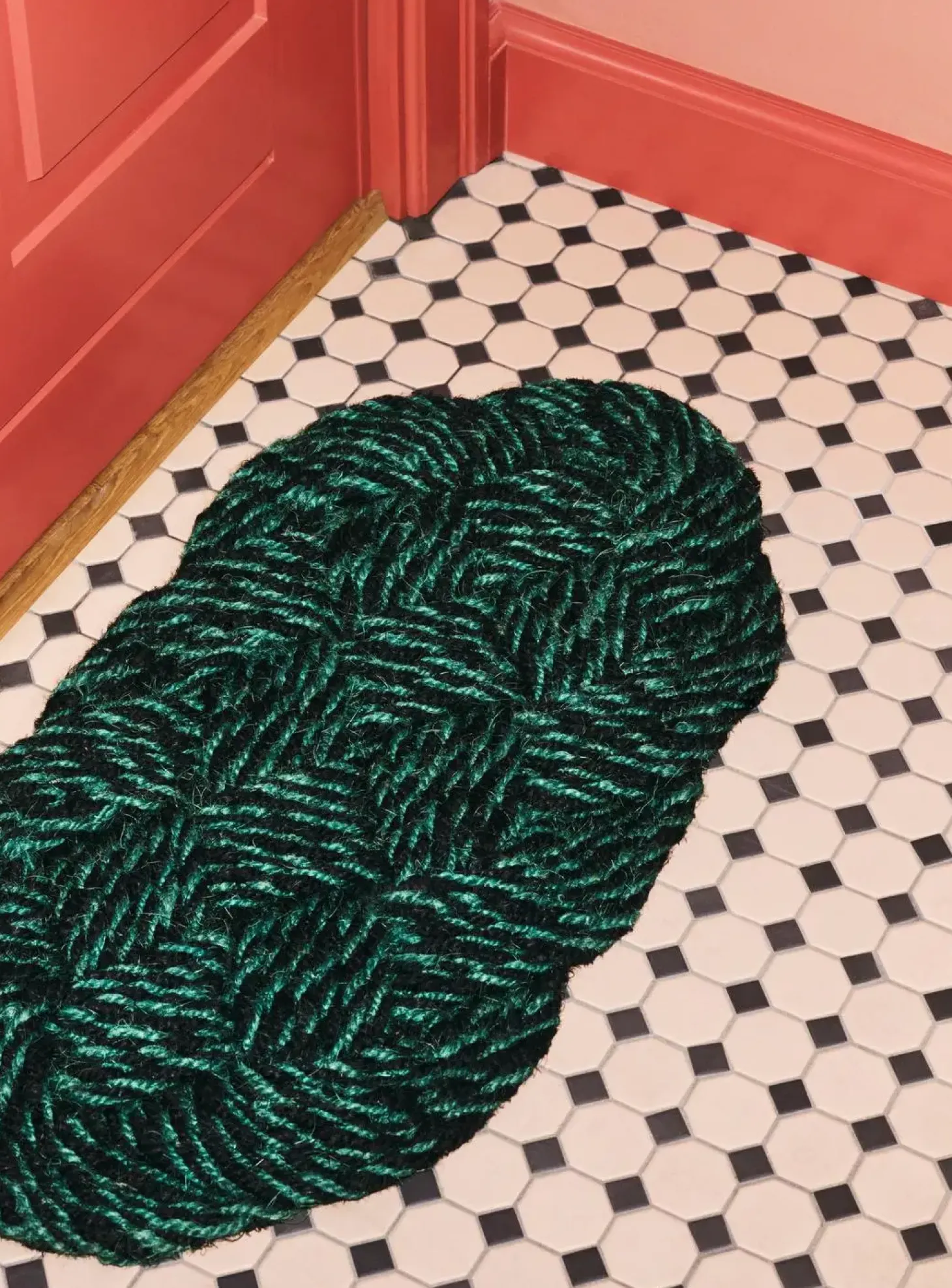 Hay - Coco Door Mat - Swirl - Green and black