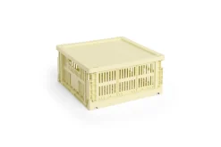HAY Colour Crate Lid Plastic - Medium Square / Cube - Light yellow