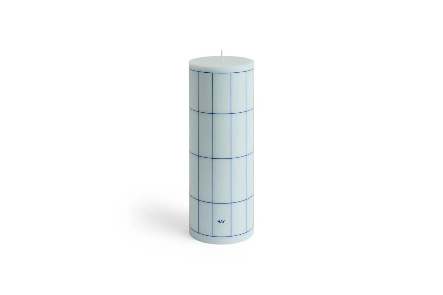 Hay - Column Candle - Light blue with blue grid check