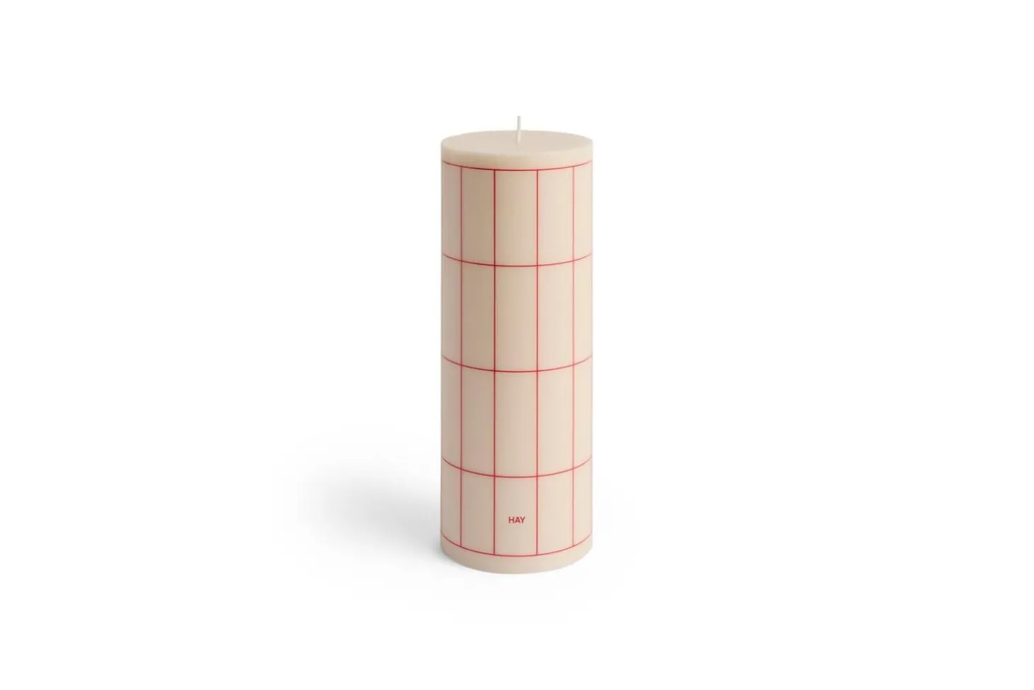 Hay - Column Candle - Off-white with red grid check