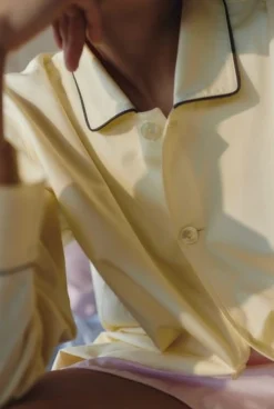 HAY - Outline Pyjama - Langærmet Shirt - S/M - Soft Yellow