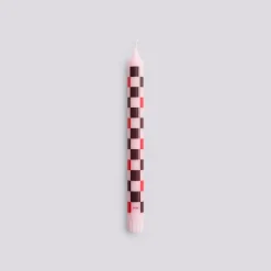 Hay - Pattern Candle - Light pink, bordeaux, red and silver checks