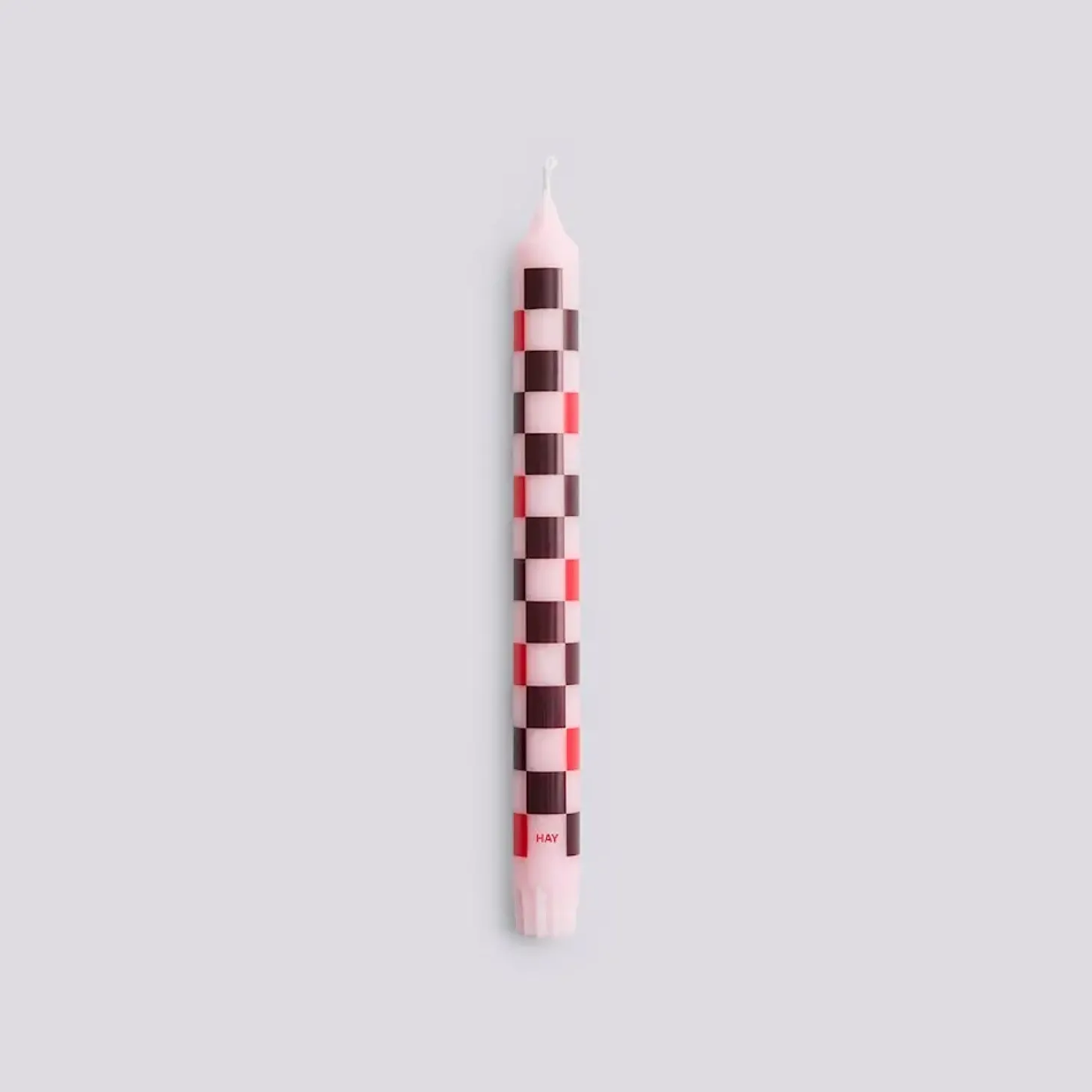 Hay - Pattern Candle - Light pink, bordeaux, red and silver checks