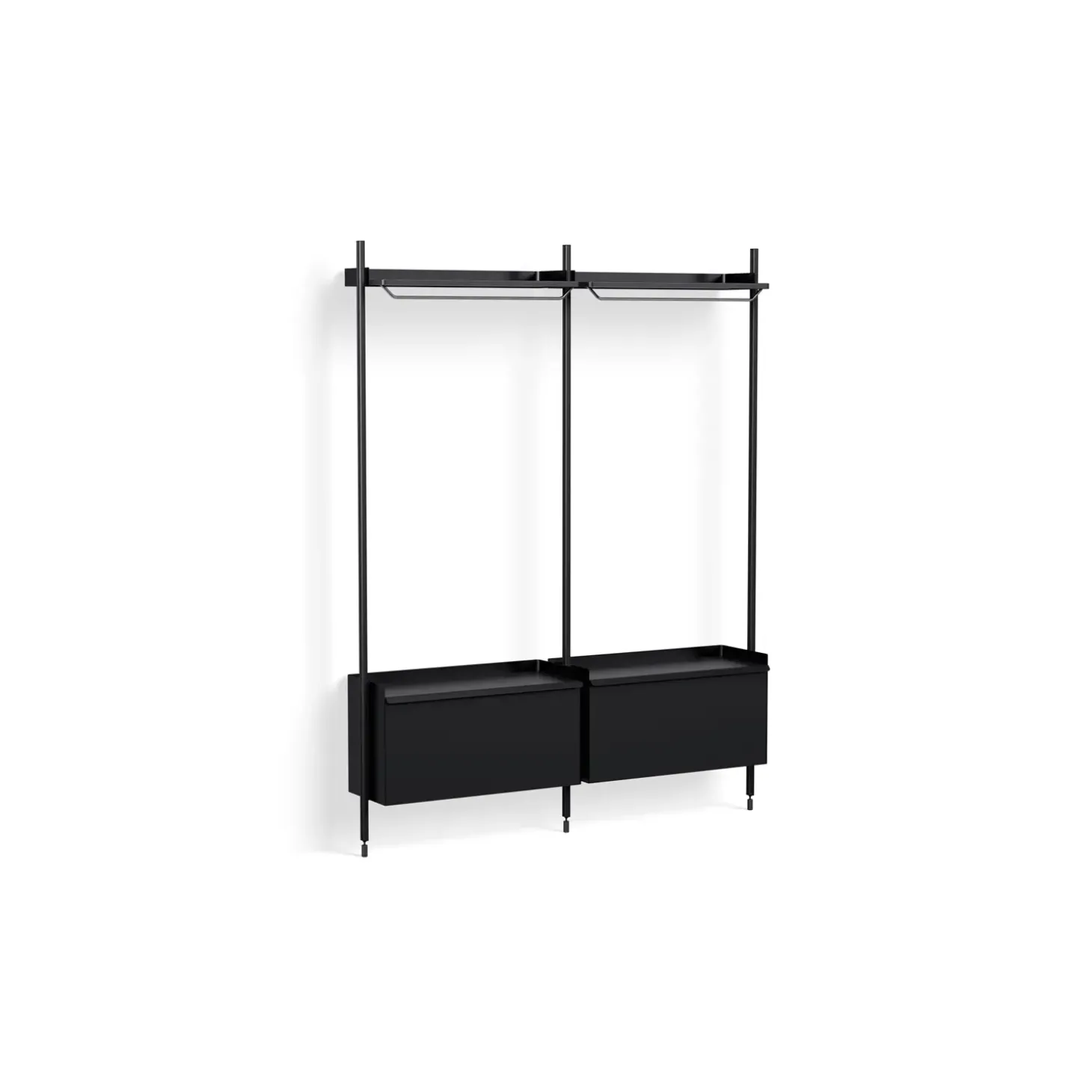 Hay - Reol - Pier System 1002 - 2 kolonner - Sort - 162 X 34 X 209 cm
