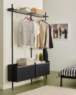 Hay - Reol - Pier System 1002 - 2 kolonner - Sort - 162 X 34 X 209 cm