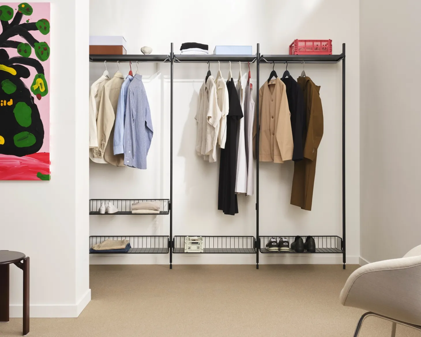 Hay - Reol - Pier System 1002 - 2 kolonner - Sort - 162 X 34 X 209 cm