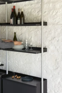 Hay - Reol - Pier System 11 - 1 kolonne - Sort/Stål - 82 X 46,5 X 209 cm