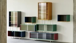 Hay - Reol til Gulv med Glaslåger - Colour Cabinet - Multi farve - Large, B180 X D39 X H51 cm