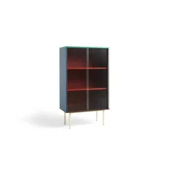 Hay - Reol til Gulv m. Glaslåger - Colour Cabinet - Multi farvet - Høj model, B75 X D39 X H130