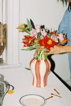 HAY - Sobremesa Stribe Vase - Small - Rød