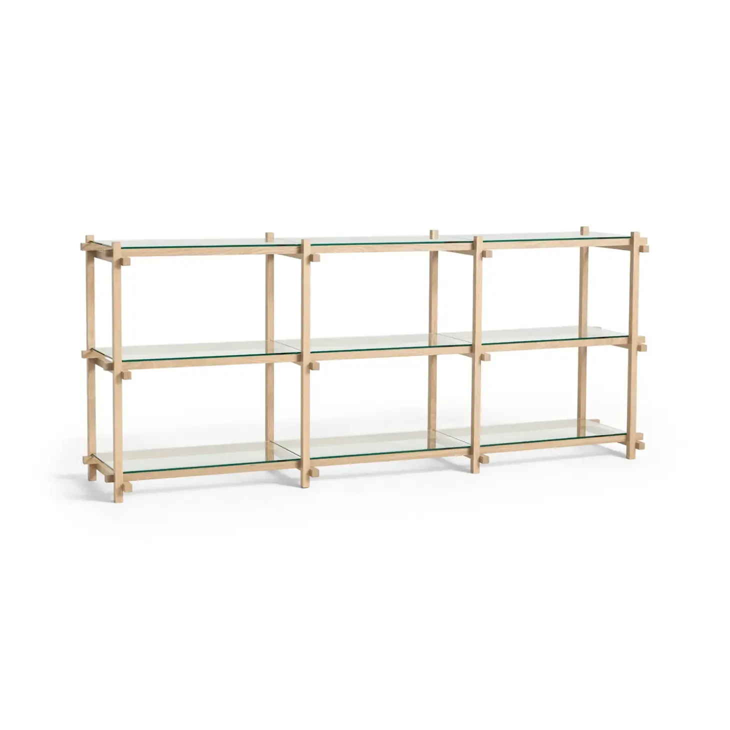 Hay - Woody Shelving 2.0 Column Low - Klar Glas/Eg - 9 hylder